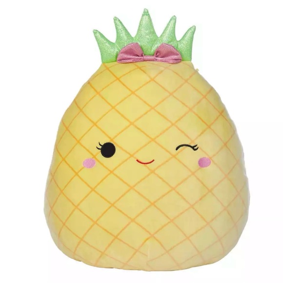Squishmallows Other - MAUI the Pineapple COLLECTIBLE Squishmallow Pink bow on green leaves 16”-20”